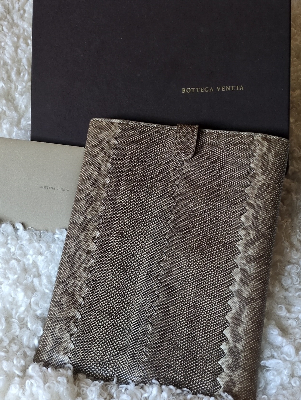 Bottega Veneta Brown Textured Leather Tablet Sleeve
